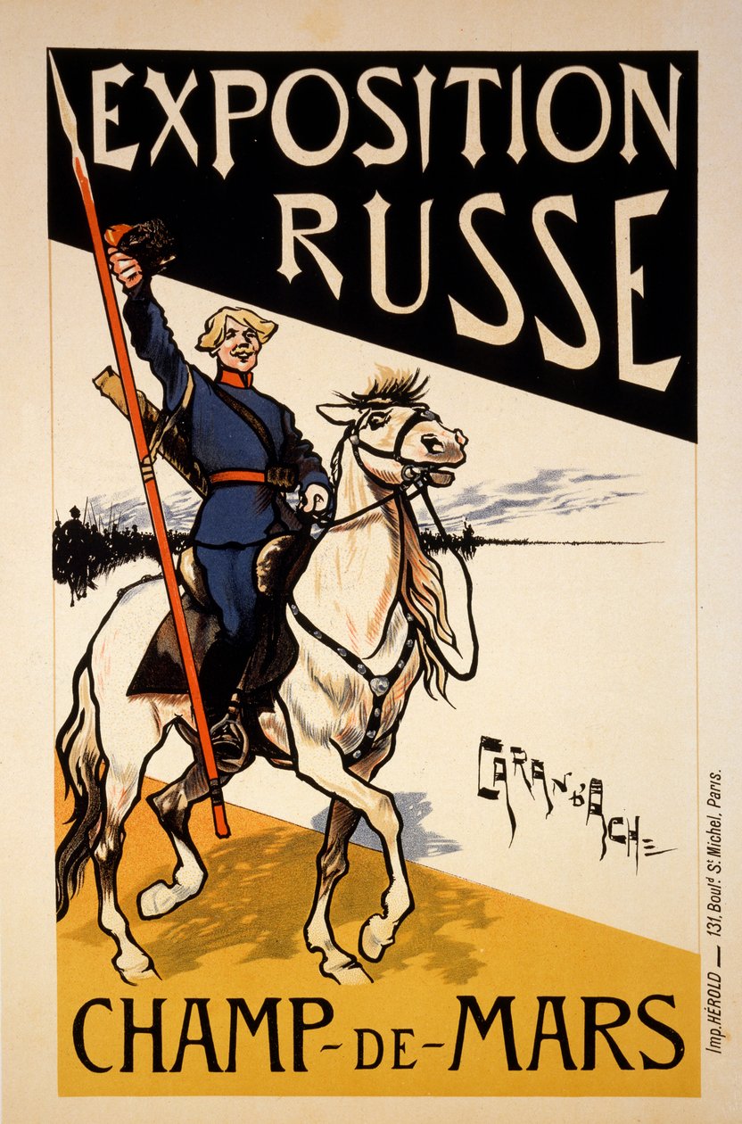 Poster voor een Russische tentoonstelling in de Champs de Mars, Parijs, c.1910 door Emmanuel Poire Caran D