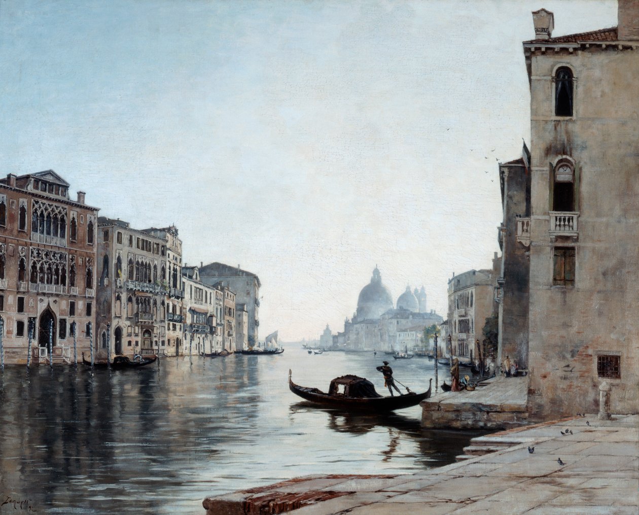 Gondel op het Canal Grande, 1892 door Emmanuel Lansyer