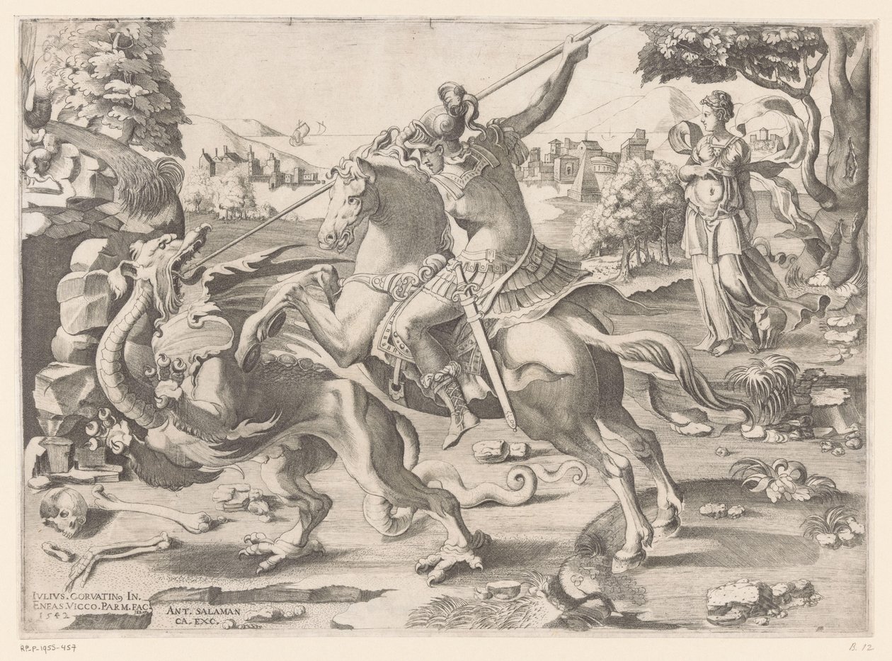 Sint Joris en de draak door Enea Vico