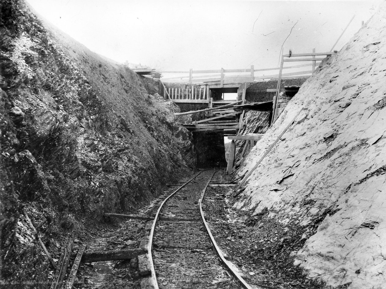 Bouw van de Lynton en Barnstaple Railway, ca.1897 door English Photographer