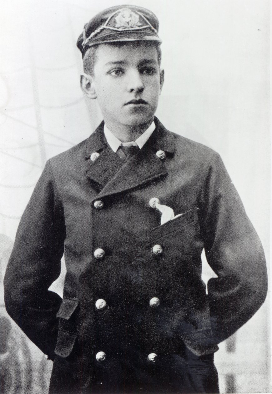 Ernest Shackleton, 16 jaar oud, in zijn White Star Line-uniform, 1890 door English Photographer