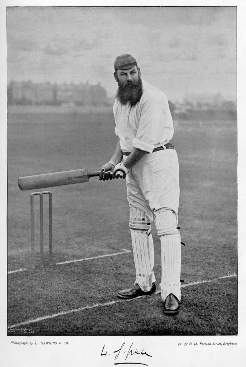 W.G. Grace, uit Beroemde Cricketers en Cricketvelden, uitgegeven door Hudson en Kearns, 1895 door English Photographer