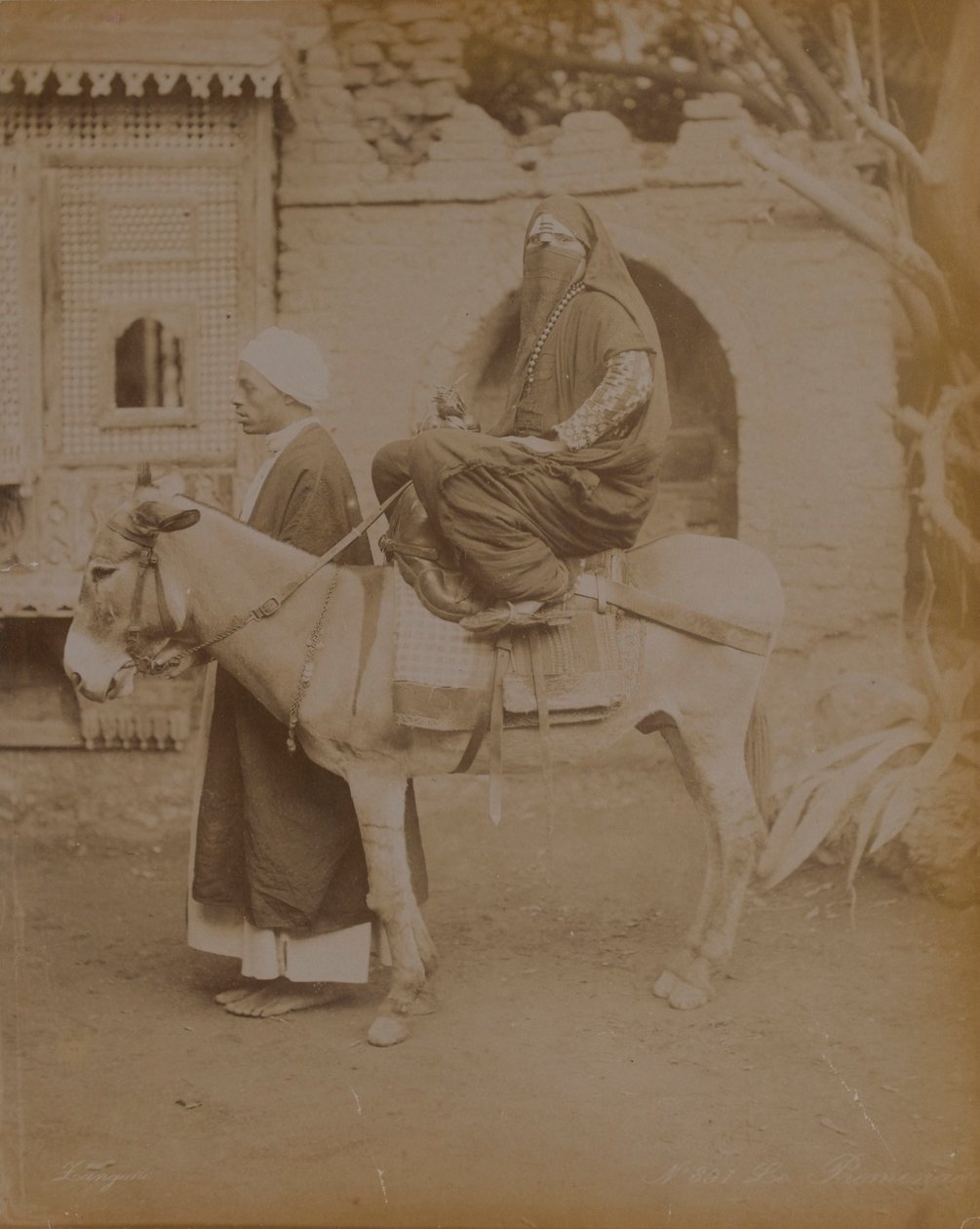 Vrouw op een ezel, Caïro, 1893 door English Photographer