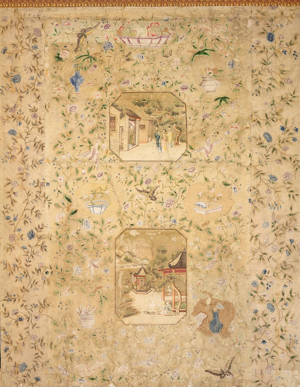Detail van behang met verschillende Chinese scènes, 1780 door English School