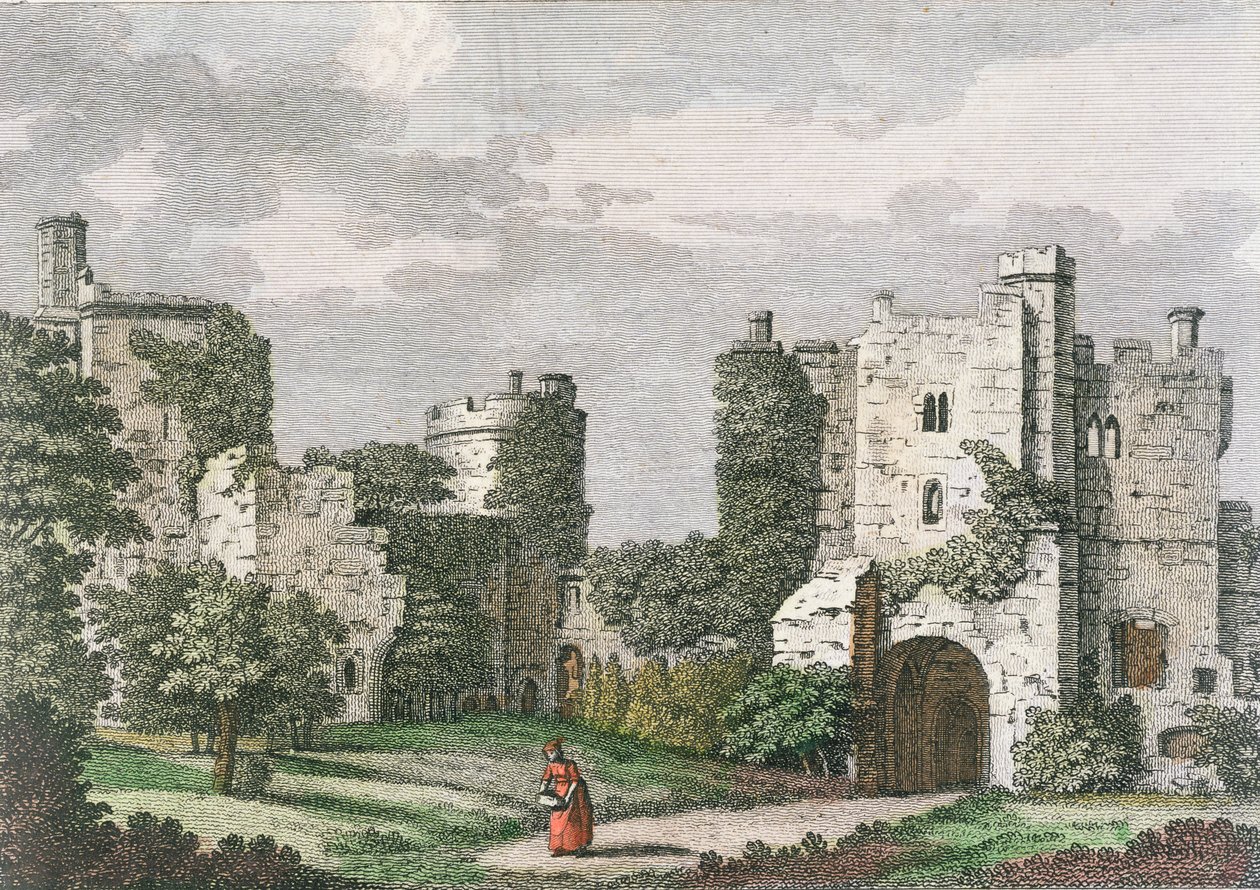 Binnenaanzicht en poort van Bodiam Castle, Sussex, 27 mei 1785 door English School