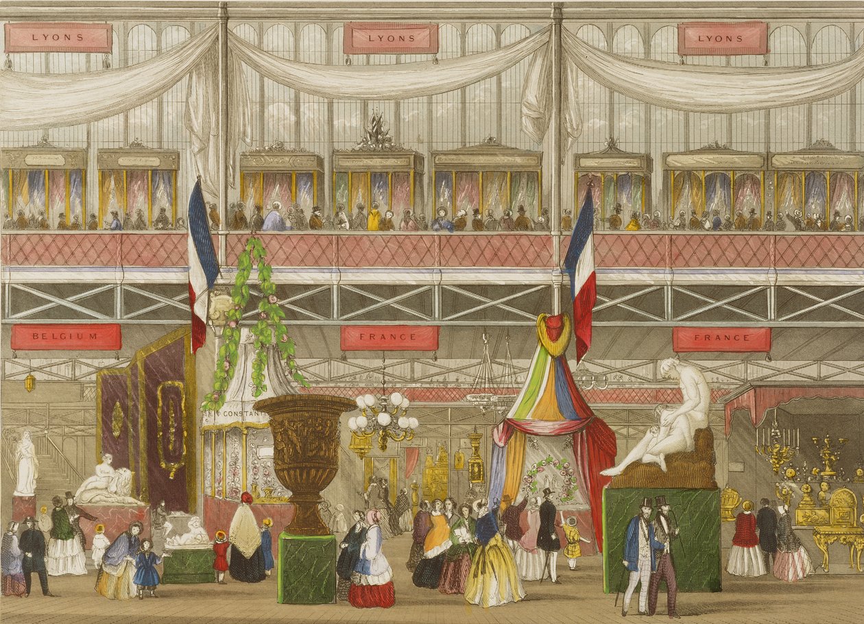 Interieur van de Grote Tentoonstelling, Franse en Belgische Afdelingen, door Chevanne, uitgegeven door Read & Co. door English School
