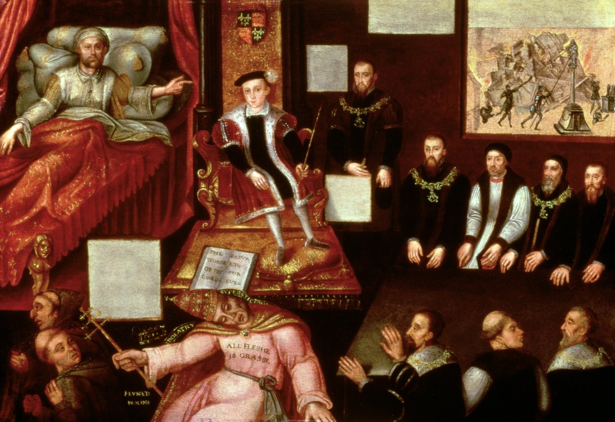 Koning Edward VI (1537-53) en de Paus, ca. 1570 door English School