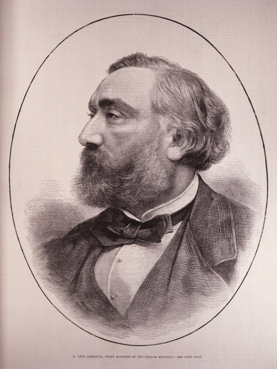 Leon Gambetta (1838-82), Premier van de Franse Republiek, uit The Illustrated London News, 12 maart 1881 door English School