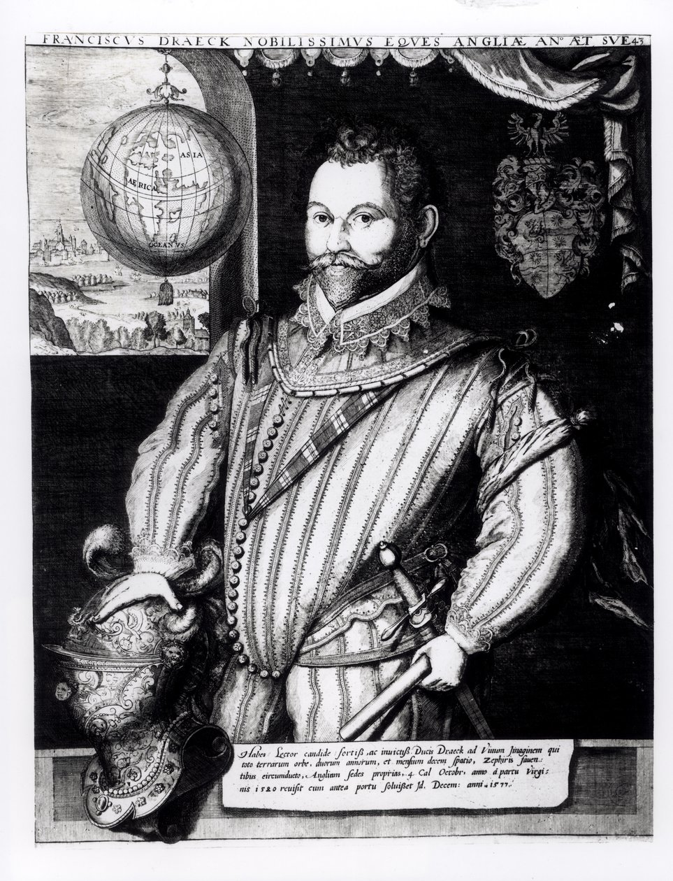 Portret van Sir Francis Drake (ca. 1540-96) door English School