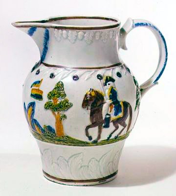 Prattware kan en theebus, c.1790-95 door English School