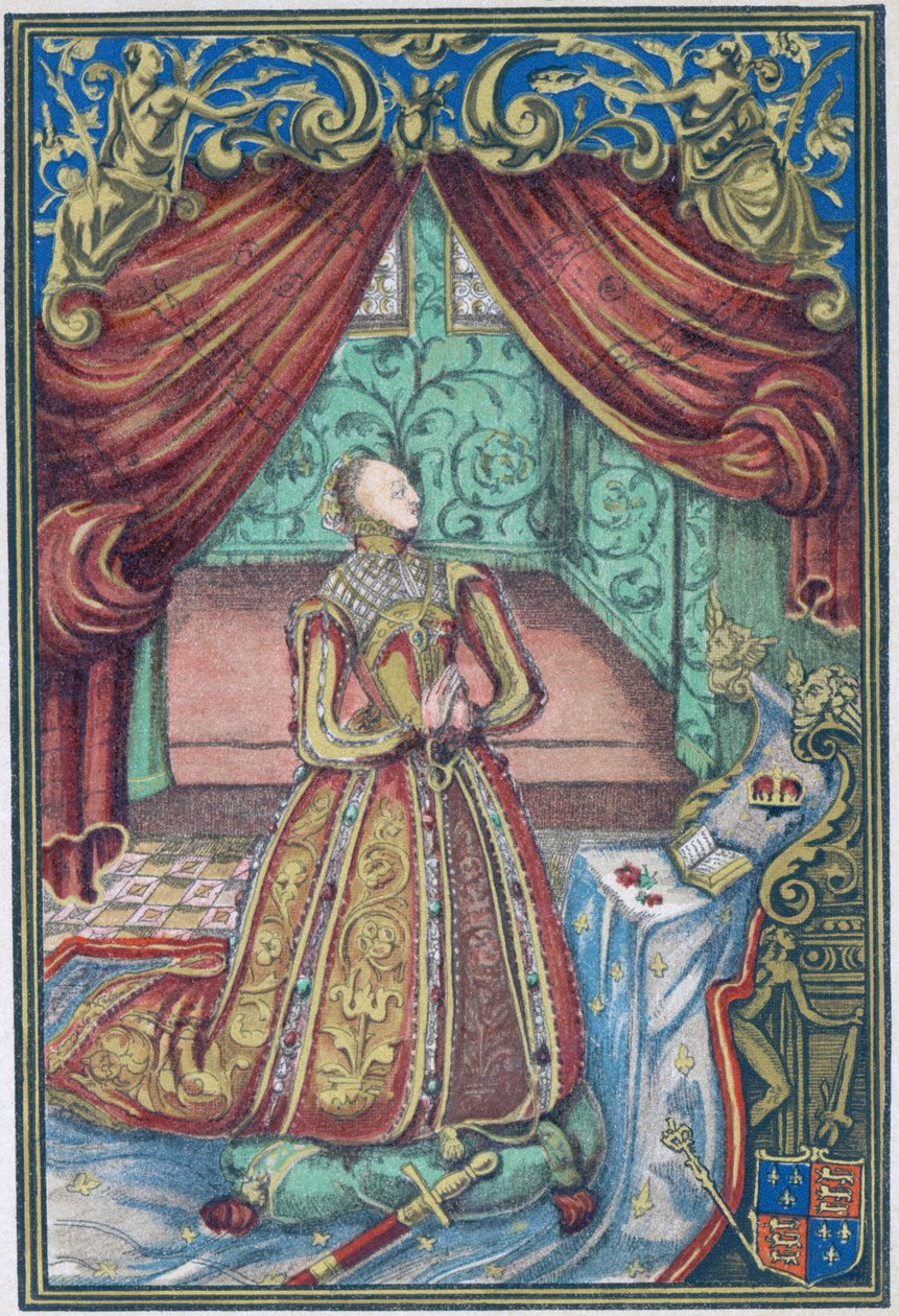 Koningin Elizabeth I in gebed, frontispice van 