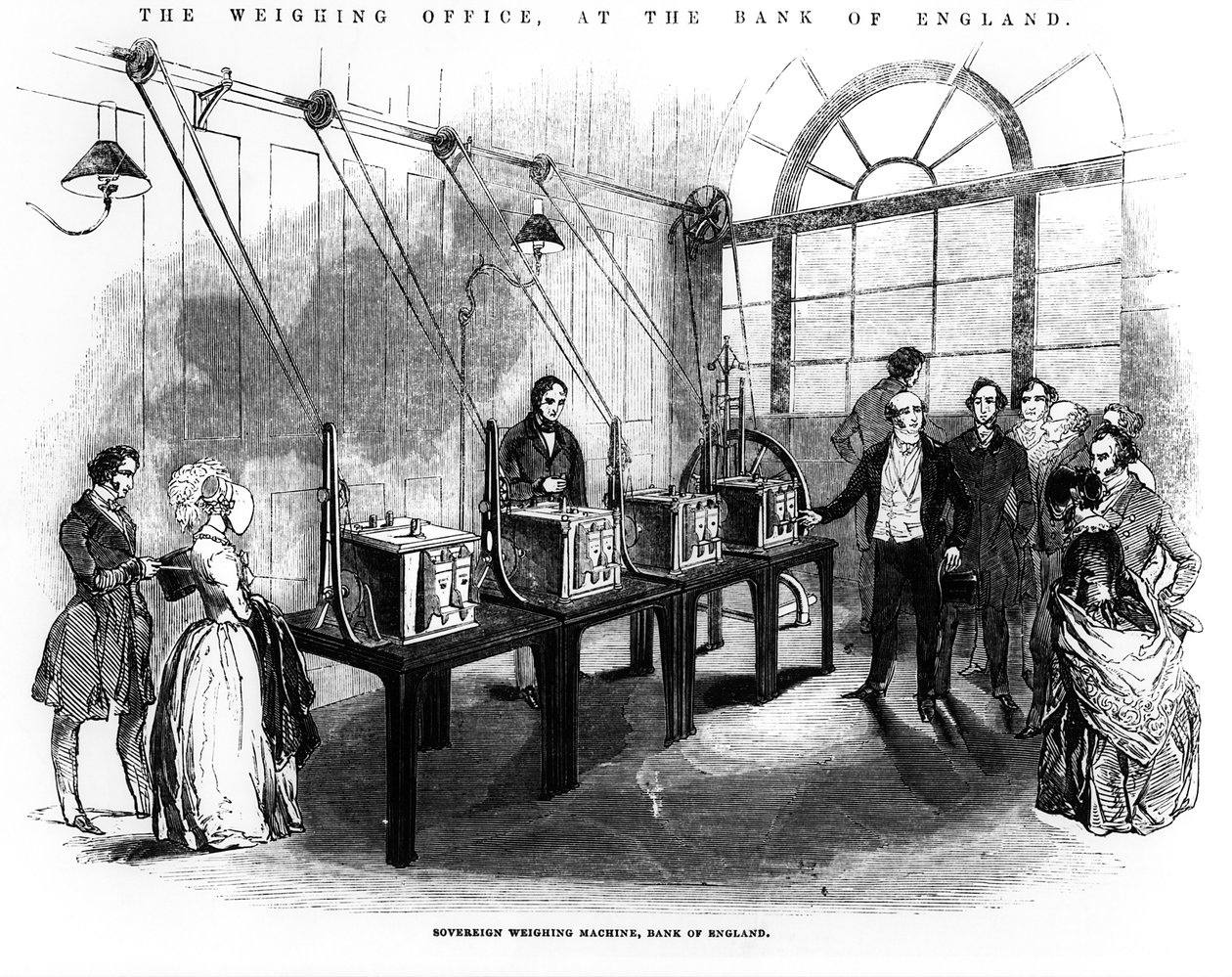 Sovereign Weegmachine, Bank of England door English School