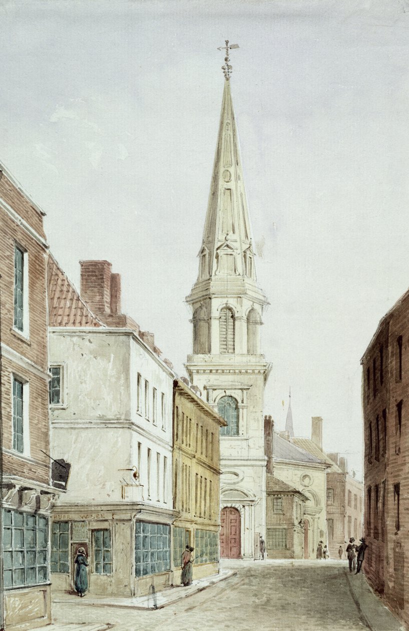 Sint-Antholins Kerk, een Uitzicht vanuit het Westen langs Watling Street, c.1850 door English School