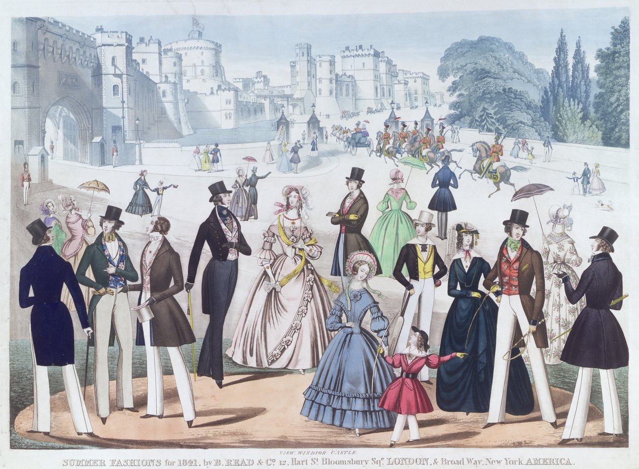 Zomermode voor 1841: Buiten Windsor Castle door English School