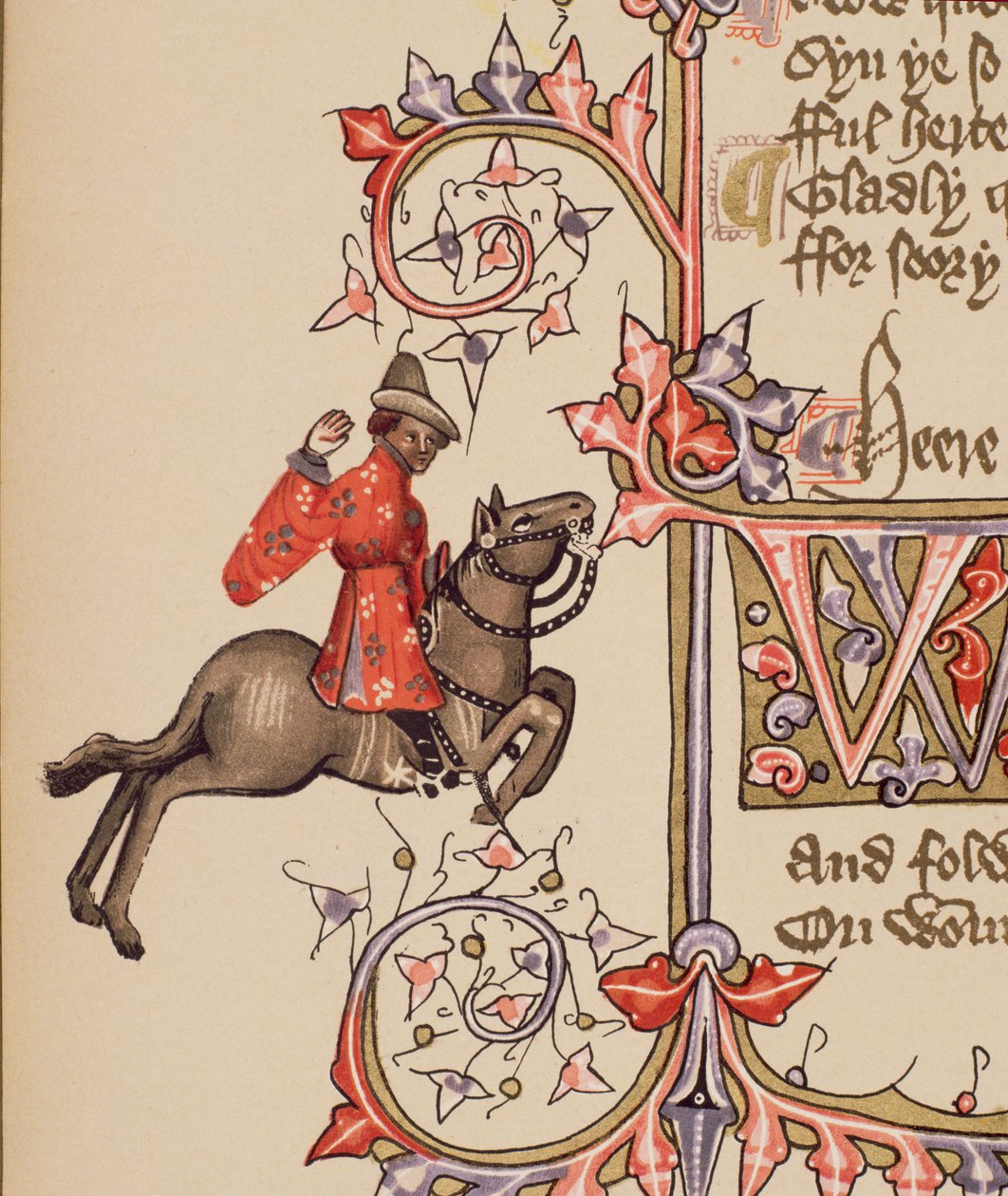 De Koopman (detail) uit The Canterbury Tales, door Geoffrey Chaucer, Ellesmere Manuscript, facsimile editie, 1911 door English School