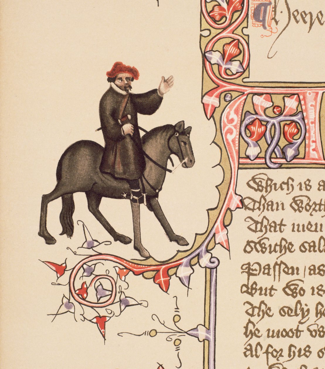 De Zeeman (detail) uit The Canterbury Tales, door Geoffrey Chaucer, Ellesmere Manuscript, facsimile editie, 1911 door English School