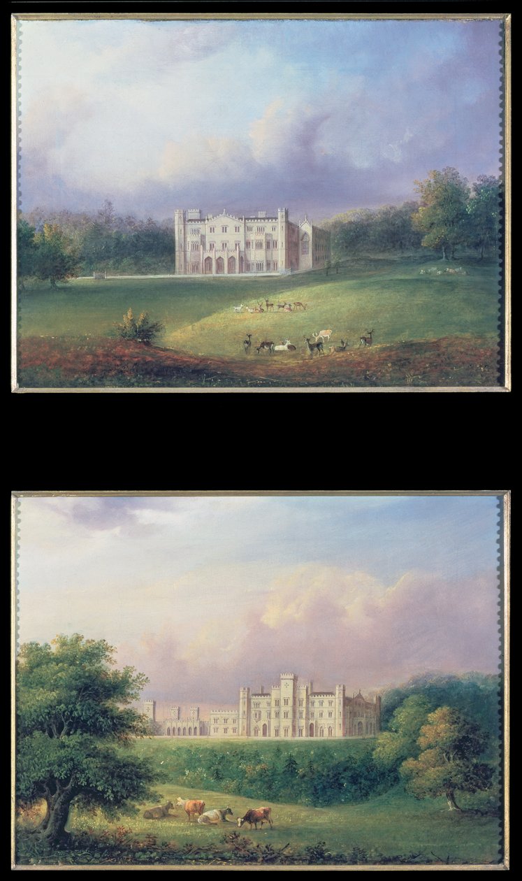 Twee uitzichten van Apley Priory door English School