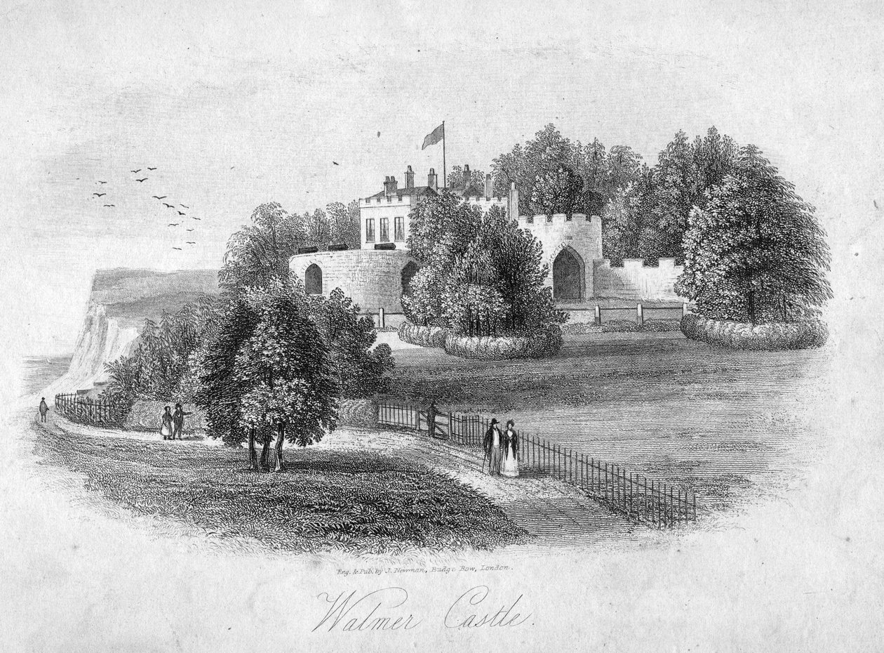 Walmer Castle, gegraveerd door J. Newman door English School