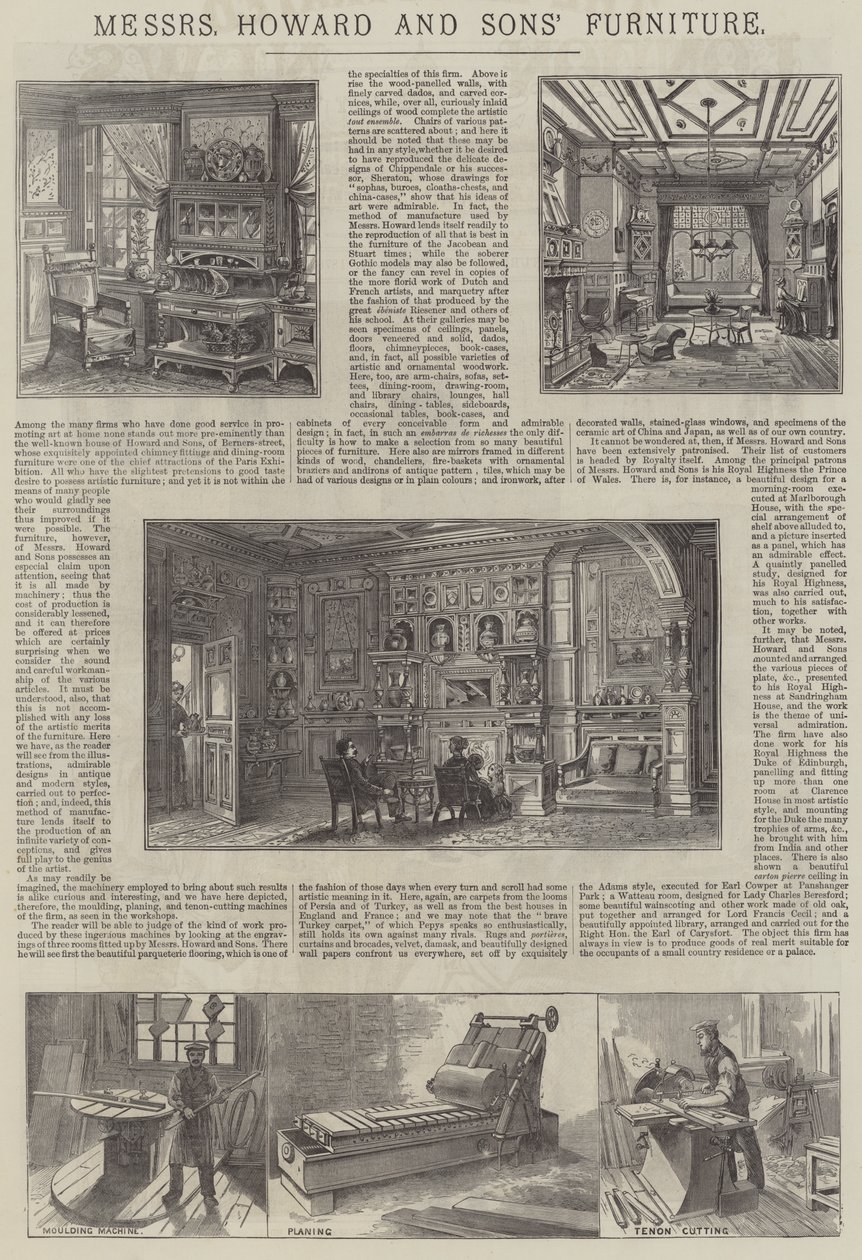 Advertentie, meubels van Messers Howard and Sons (gravure) door English School