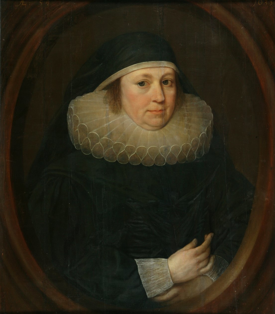 Een oude dame in een kraag door English School