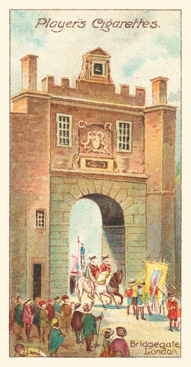 Bridgegate, Londen (chromolitho) door English School