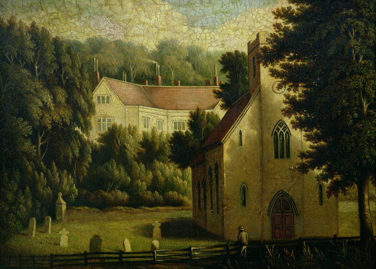 Chawton House en Kerk, 1809 door English School