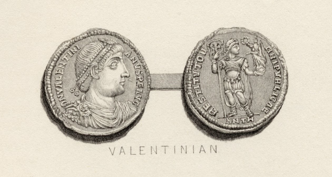 Munt uit de tijd van Valentinianus door English School