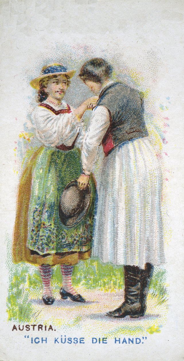 Gebruikelijke groet in Oostenrijk, 1907 door English School
