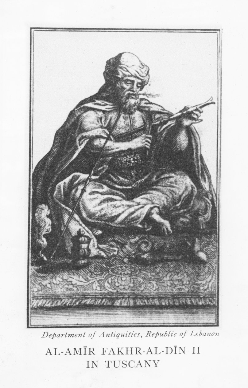 Emir Fakhr-al-Din II (gravure) door English School