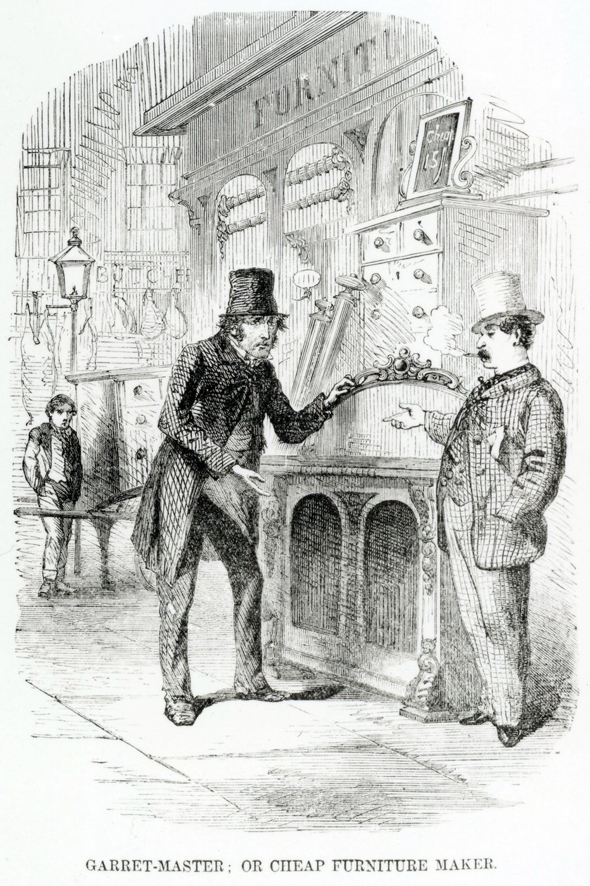 Garret-Meester, of Goedkope Meubelmaker, c.1840 door English School