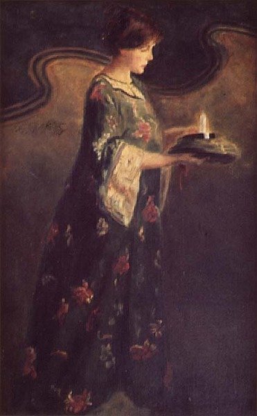 Dame met een kaars, ca. 1890 door English School