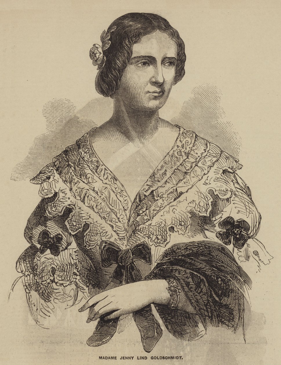 Madame Jenny Lind Goldschmidt (gravure) door English School