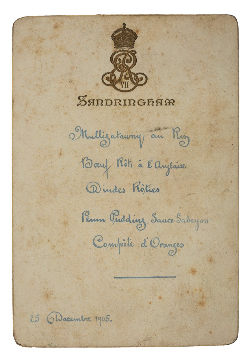 Menu voor Kerstdag in Sandringham door English School