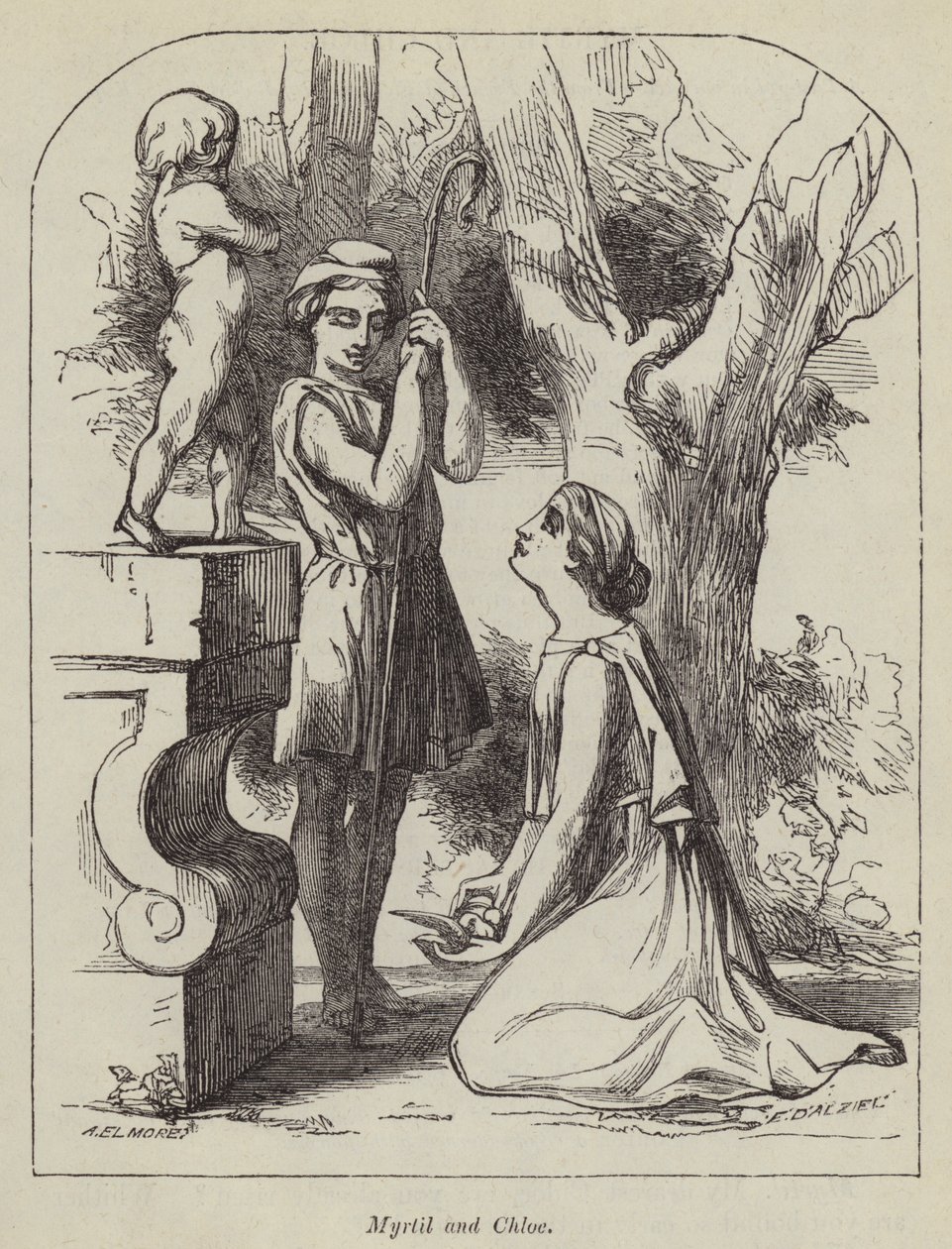 Myrtil en Chloe (gravure) door English School