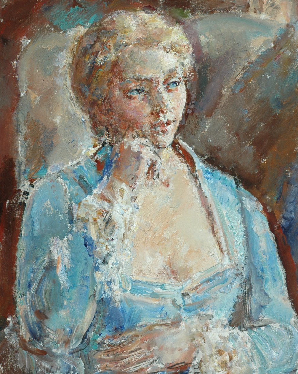 Portret van een dame door English School