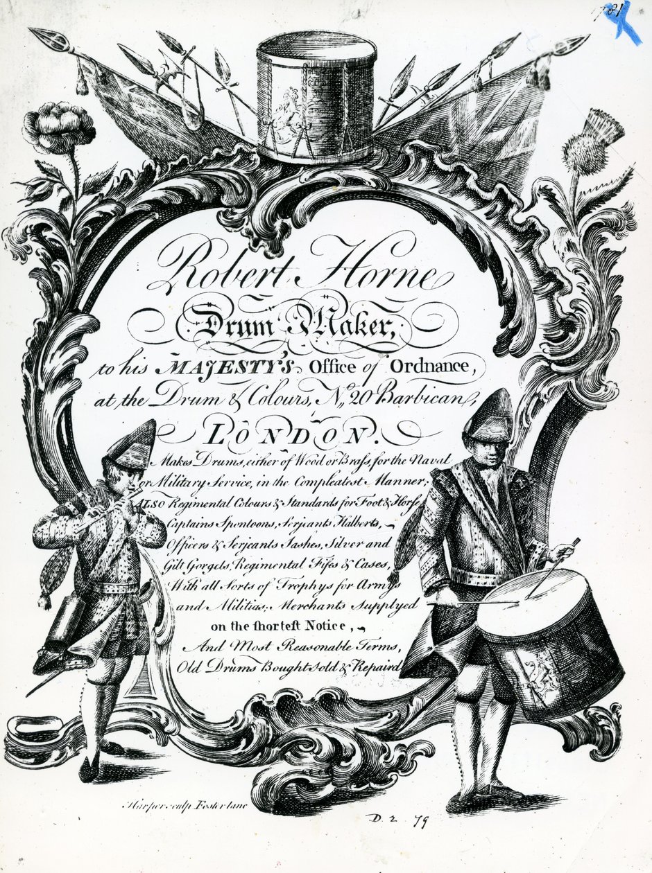 Robert Horne, Trommelmaker (gravure) door English School