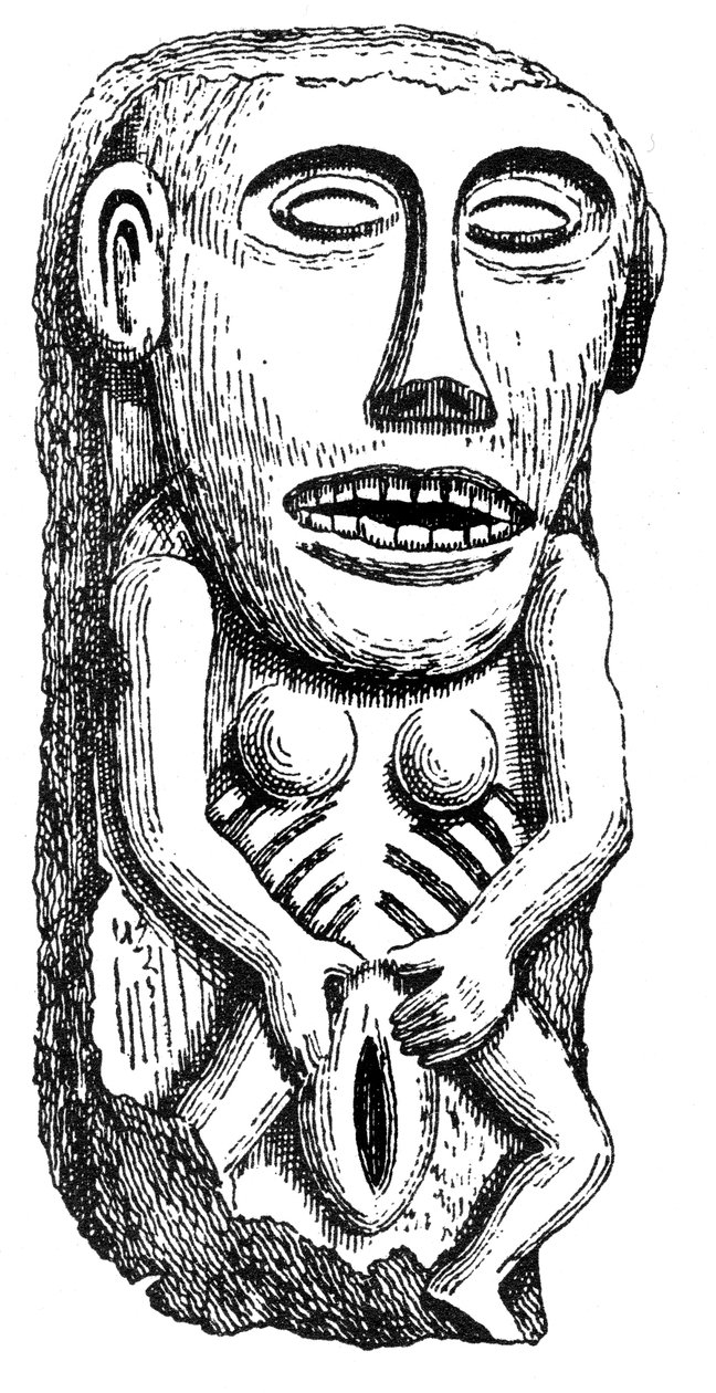 Sheela-na-Gig, van Ballinahend Castle, Tipperary, Ierland door English School