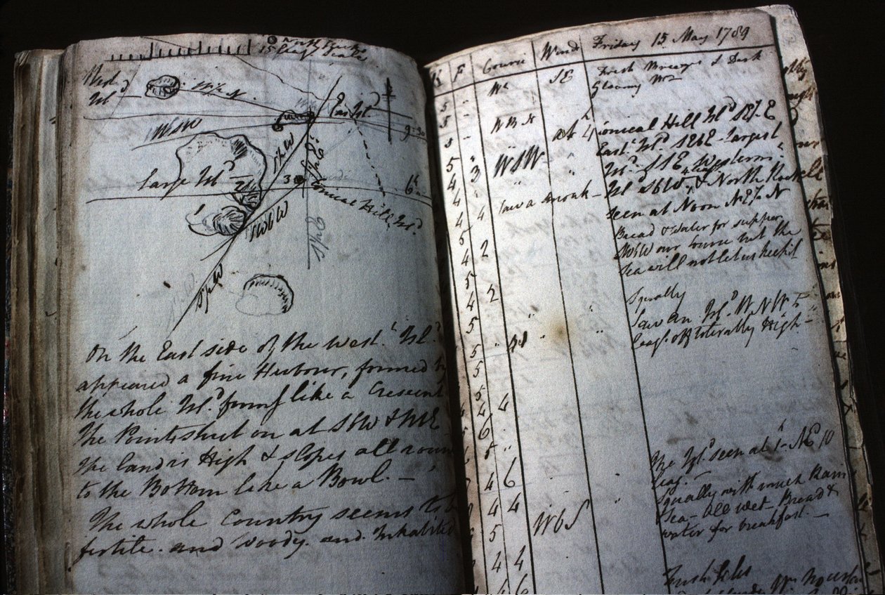 Scheepslogboek van luitenant William Bligh door English School