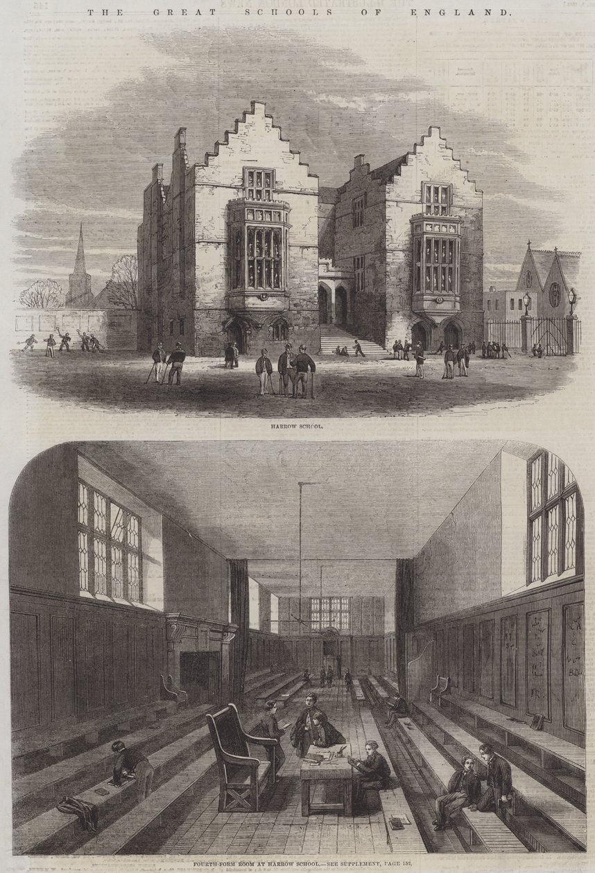 De grote scholen van Engeland (gravure) door English School