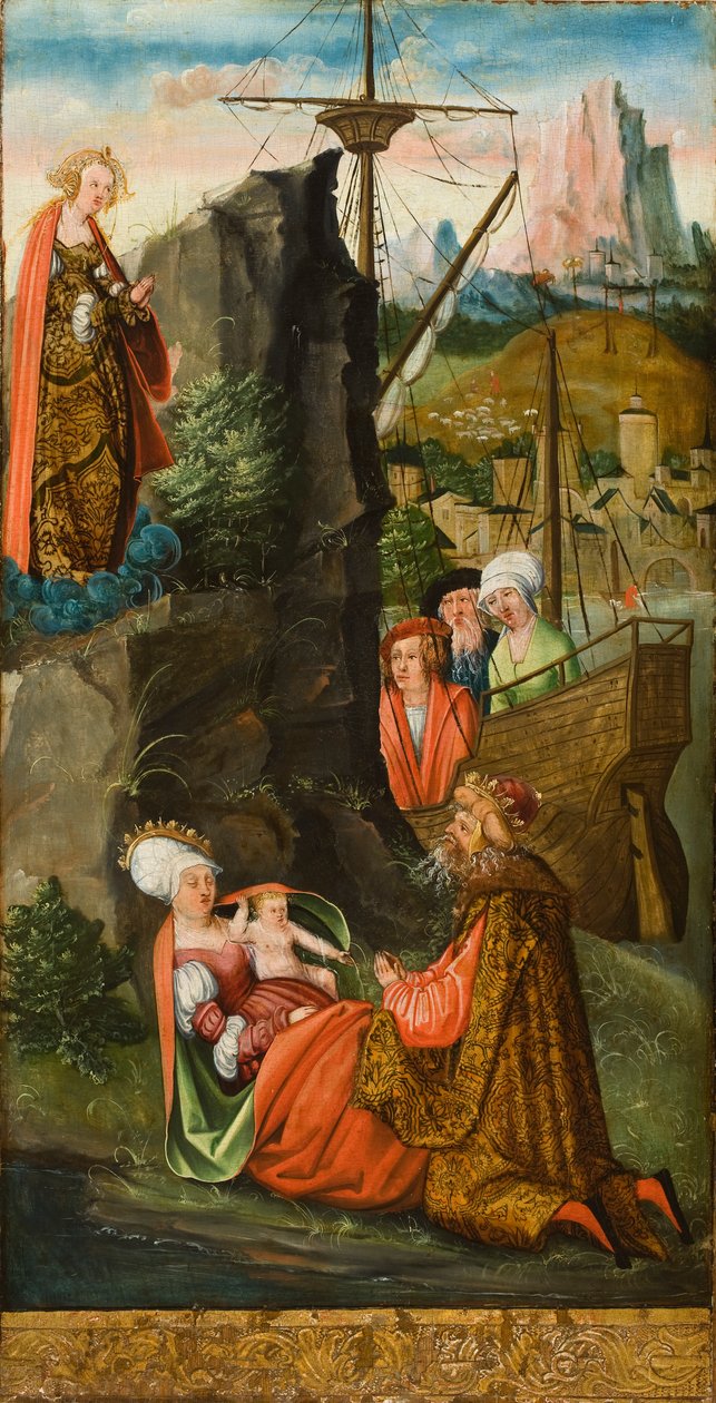 St. Maria Magdalena wekt de vrouw van de Prins van Marseille op, 1519 door Erhard Altdorfer