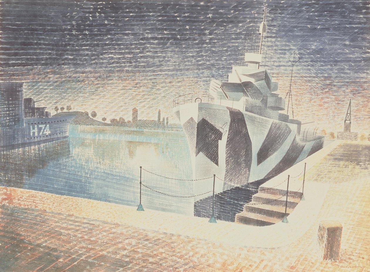 Torpedobootjagers bij Nacht, ca. 1942 door Eric Ravilious