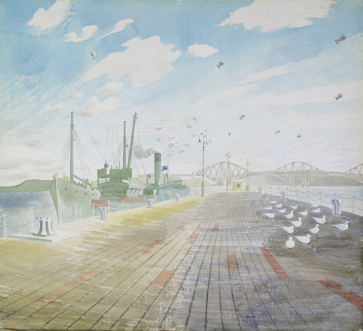 Kanaalvisser (Firth of Forth) door Eric Ravilious