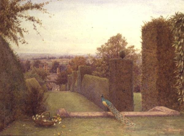 Abberton Church vanuit Rous Lench Court door Ernest Arthur Rowe
