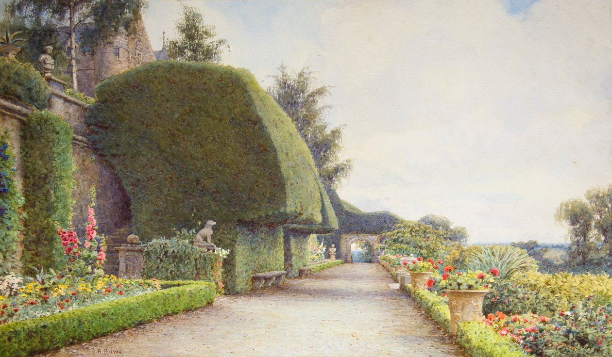 Het terras, Drummond Castle, Perthshire door Ernest Arthur Rowe