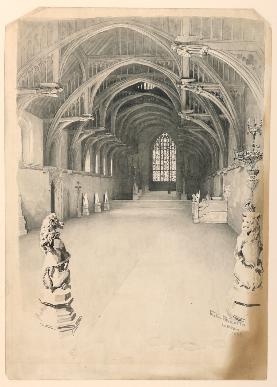 Interieur van Westminster Hall door Ernest Clifford Peixotto