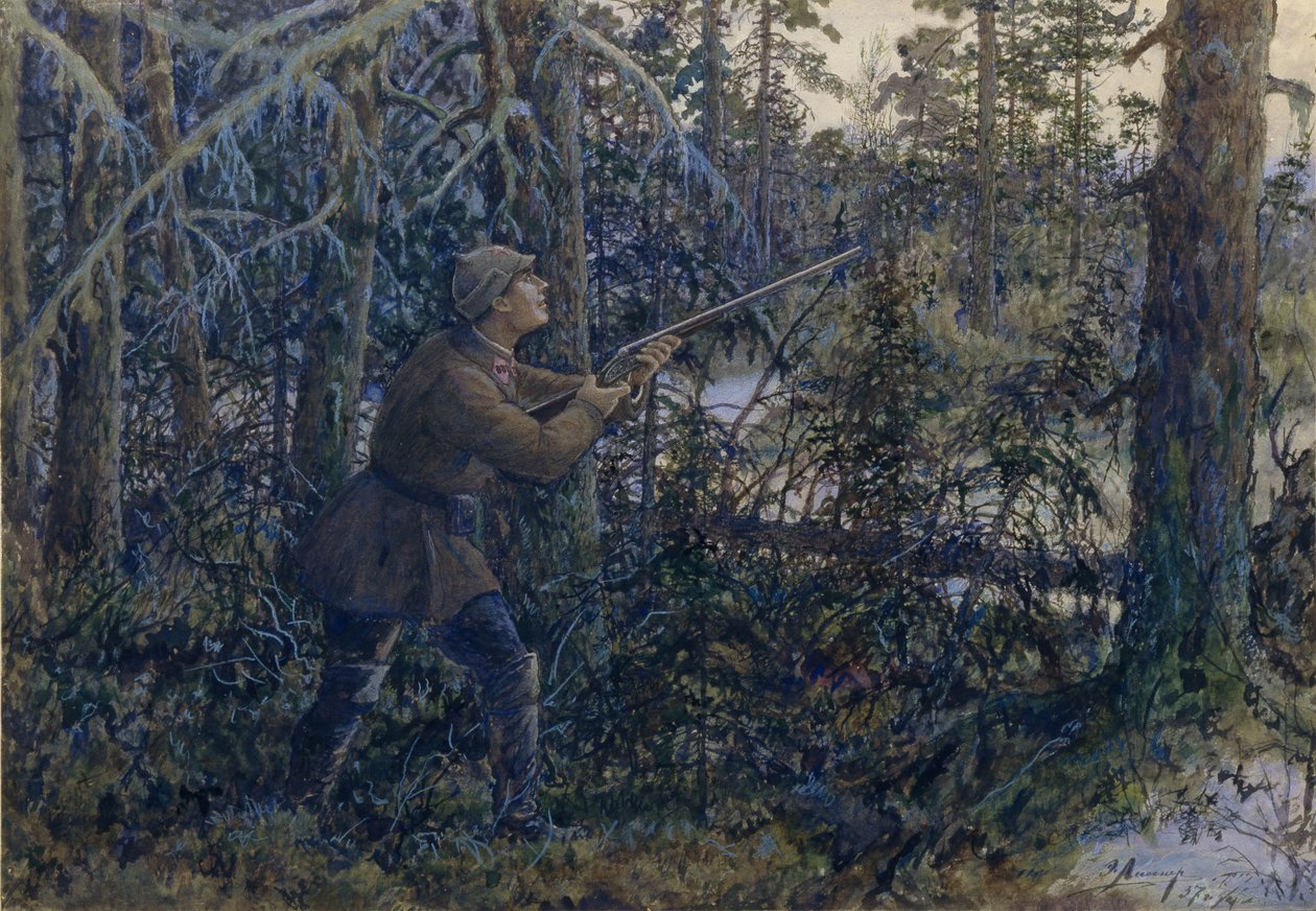 Jacht op de auerhoen, 1937 door Ernest Ernestovich Lissner