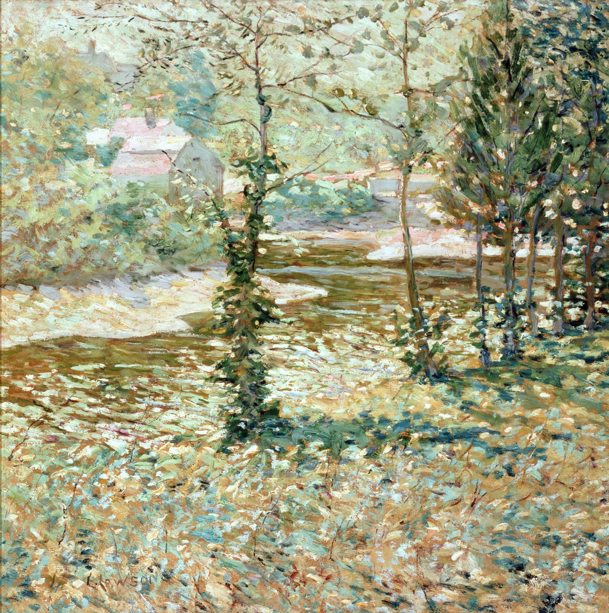 Plattelandsscène, Winter, 1910 door Ernest Lawson