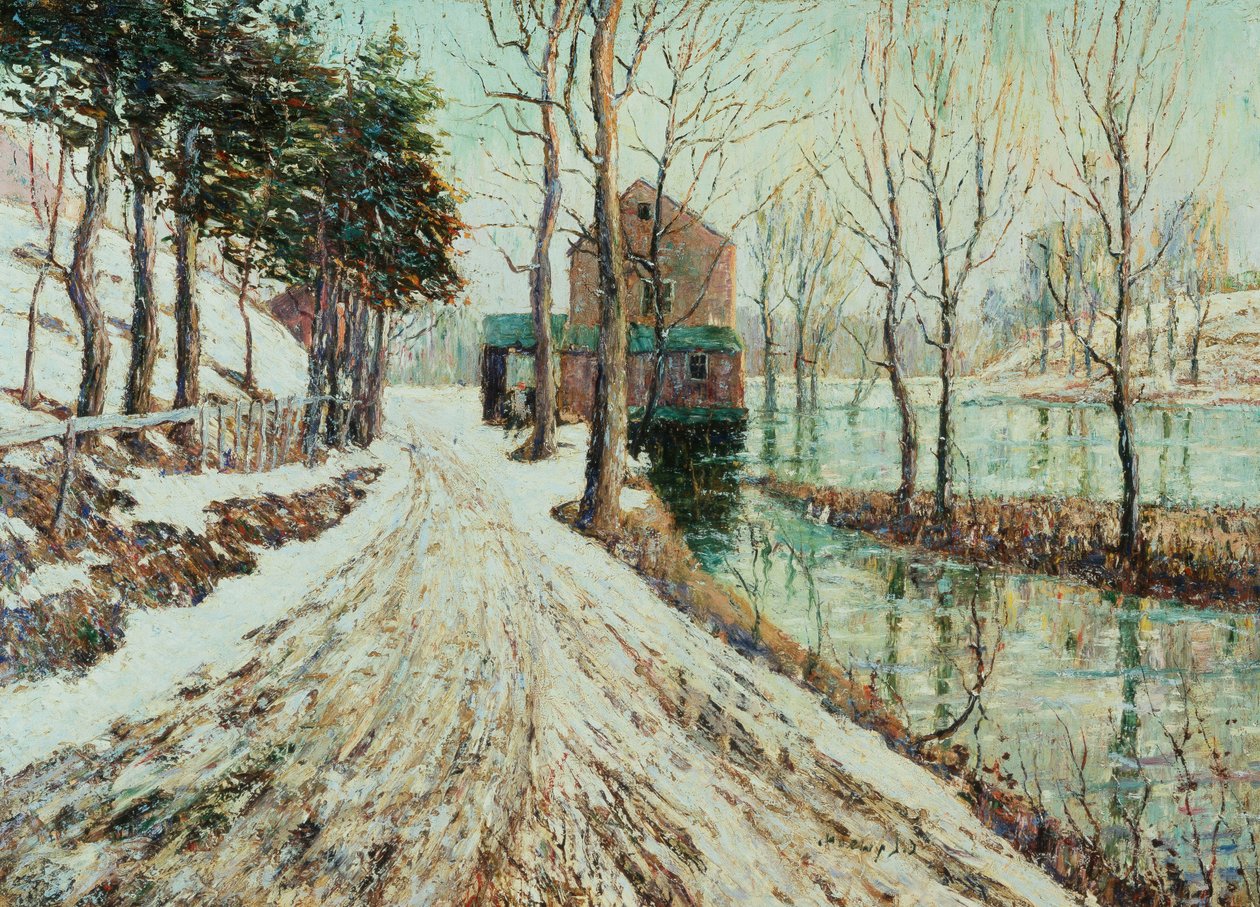 Smeltende sneeuw door Ernest Lawson