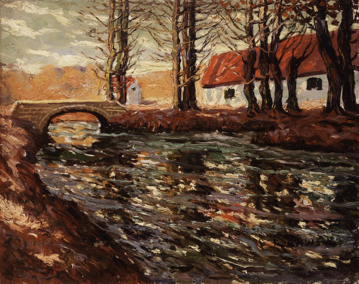 Rivierlandschap, ca. 1920 door Ernest Lawson