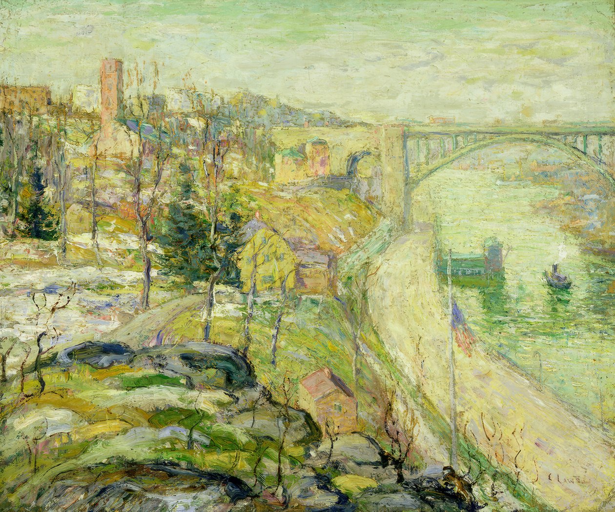 Washington Bridge, New York door Ernest Lawson
